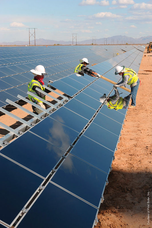 The energy output from these installations will be used to help support Facebook's data center in Huntsville, Alabama with 100% renewable energy sources. Image: First Solar / Flickr 