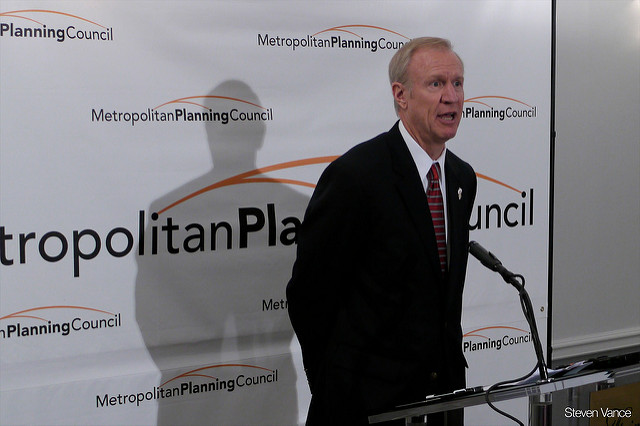 Illinois governor Bruce Rauner and his administration were among chief critics of the bill, suggesting some of its measures would need to be scaled-back in light of cost hikes to consumers and manufacturers. Source: Flickr/Steven Vance