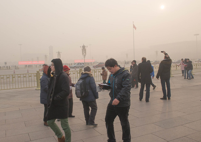 Researchers screened data from 120 stations and found poor air quality could have deprived China from 11-15% added PV production in 2015 (Credit: Flickr / Michael Davis-Burchat)