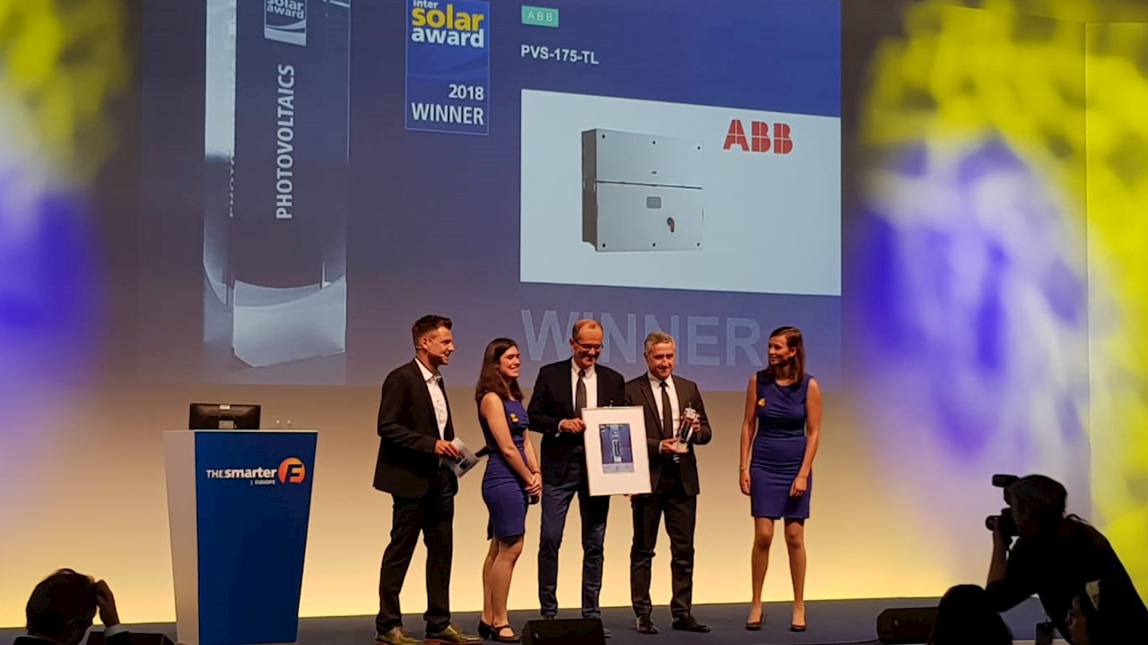 ABB was a winner with its PVS-175-TL inverter that is a cloud-connected three-phase string solution for commercial rooftop applications and utility scale power plants. Image: ABB