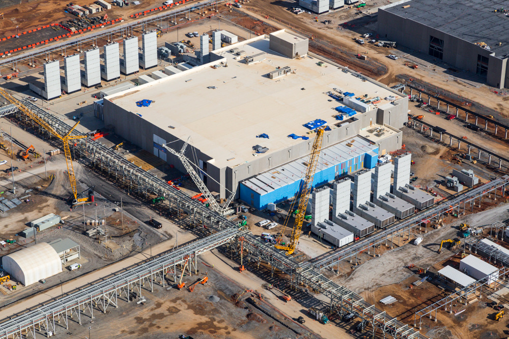 Once completed, these two PV installations will account for all of the electricity consumed by Google’s data centres. Image: Aerial Innovations 