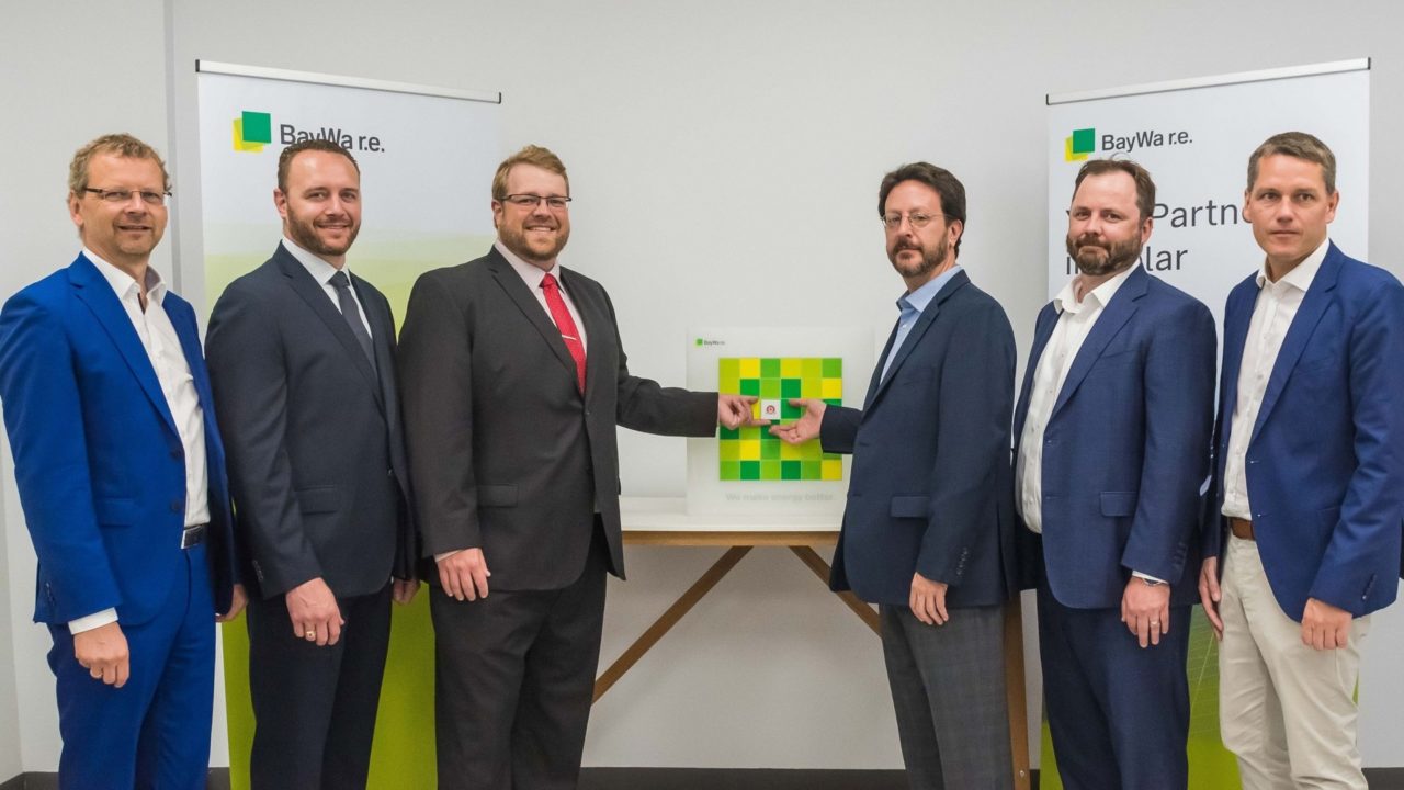 BayWa r.e. and National Solar Distribution Executives. L to R: Günter Haug, Réal Bouchard, Matt Lisac, Boaz Soifer, Matthew Lannigan, Frank Jessel. Source: BayWa.r.e