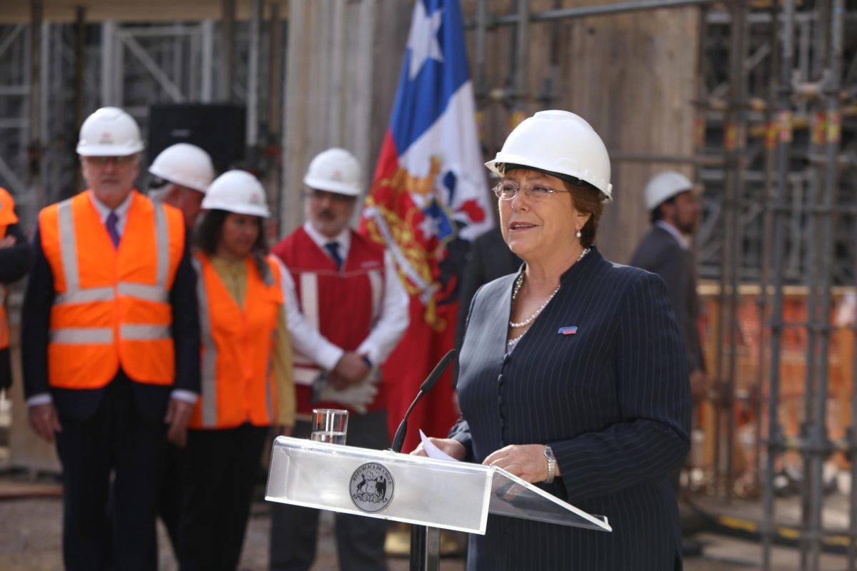 Chile President Michelle Bachelet attended the announcement on solar powering Santiago's Metro. credit: 