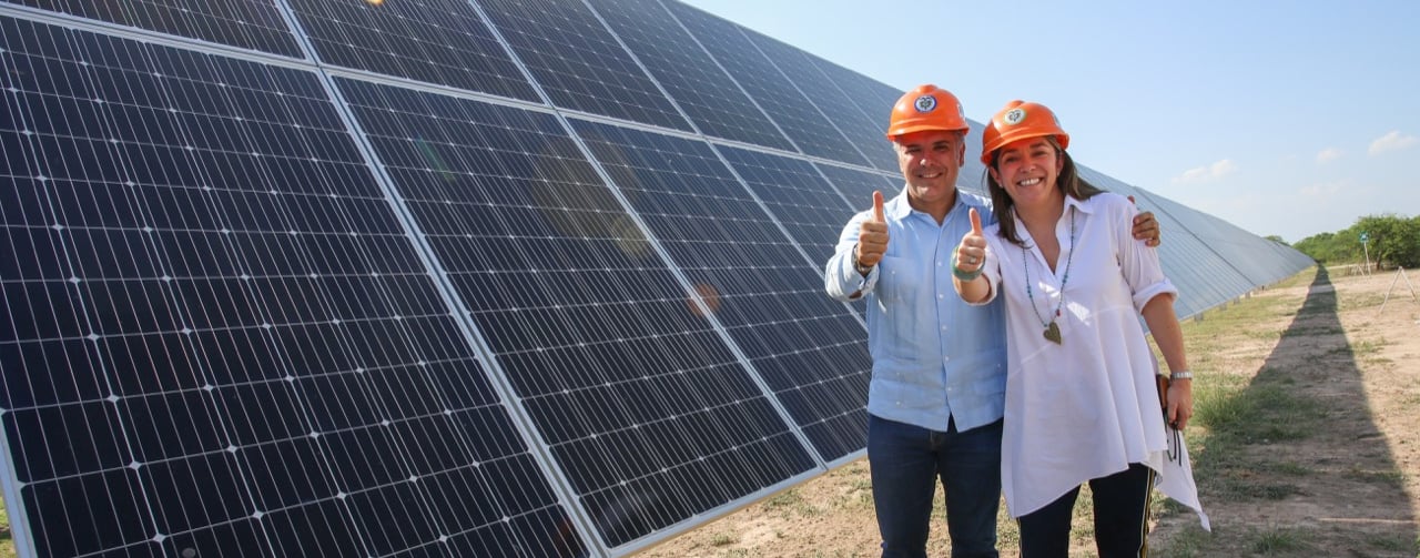 Energy Minister Maria Fernanda Suárez, here pictured to the right of president Iván Duque, said the port dispensation will help deliver solar and wind projects meant to diversify Colombia's hydro-reliant power mix. Image credit: Colombian Ministry of Energy and Mines