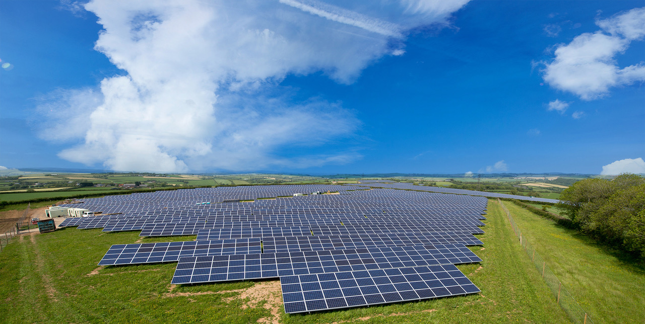 Greencells' solar farm in Coombeshead, the UK, one of more than 2.1GWp of projects completed by the company. Image: Greencells. 