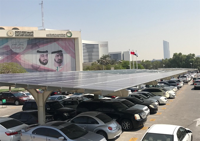 The DEWA parking lot will have a PV capacity of 1,780kW, and the Ministry building will have 220KW. Credit: DEWA