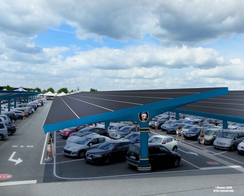 How Disneyland Paris' solar carport is expected to look once complete. Image: Urbasolar.