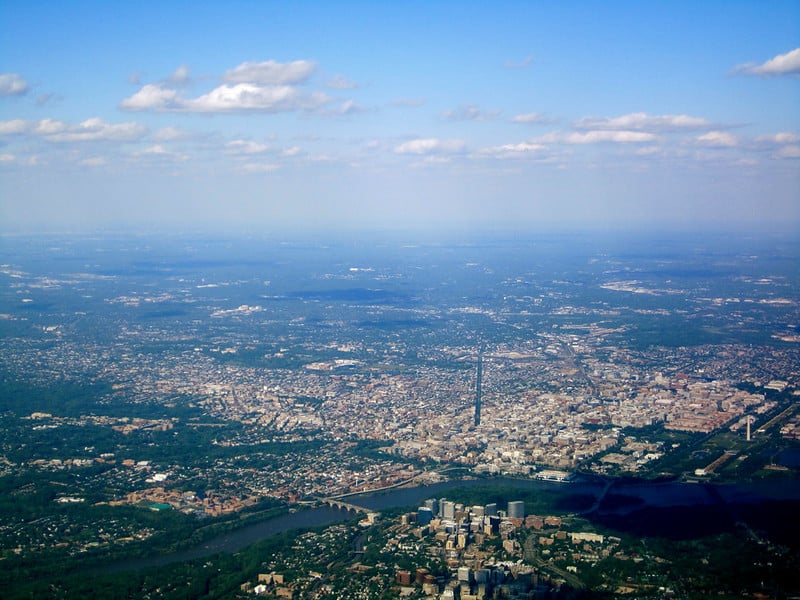 Arial shot of District of Columbia, part of the PJM electricity market. Source: Flickr, La Citta Vita