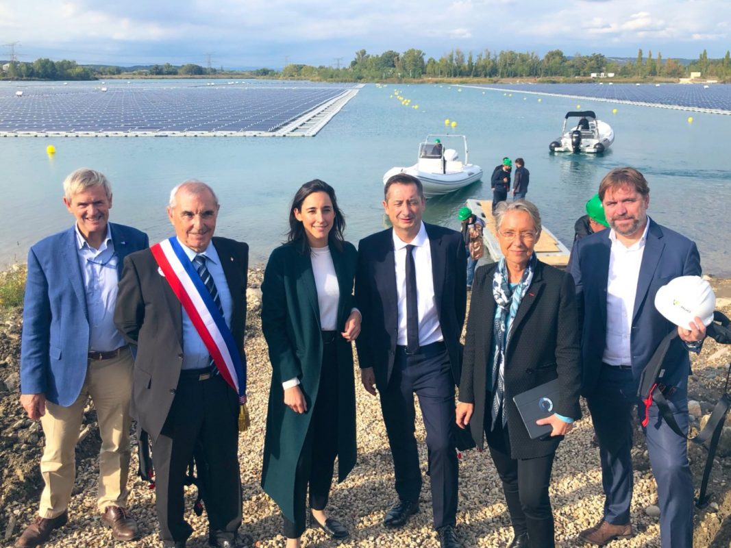 French environment minister Elisabeth Borne described O'MEGA 1 as Europe's largest PV plant as she toured the project last Friday (Image credit: French government)