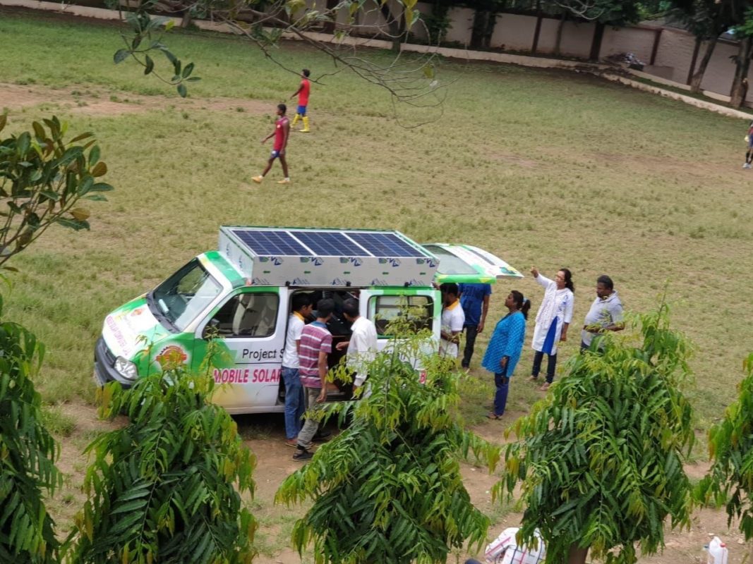 The van has the energy capacity to power five laptops and one demo computer, while also offering wi-fi internet. Image: Edimpact