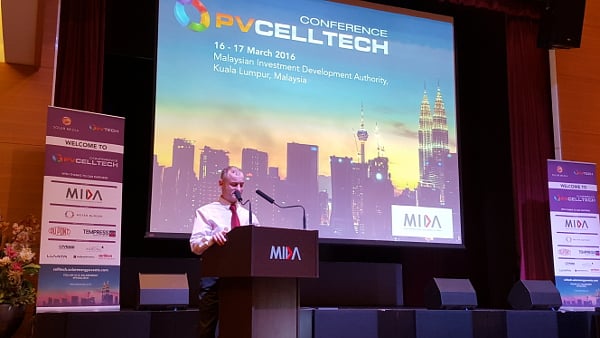 Finlay Colville addressing PV CellTech 2016.