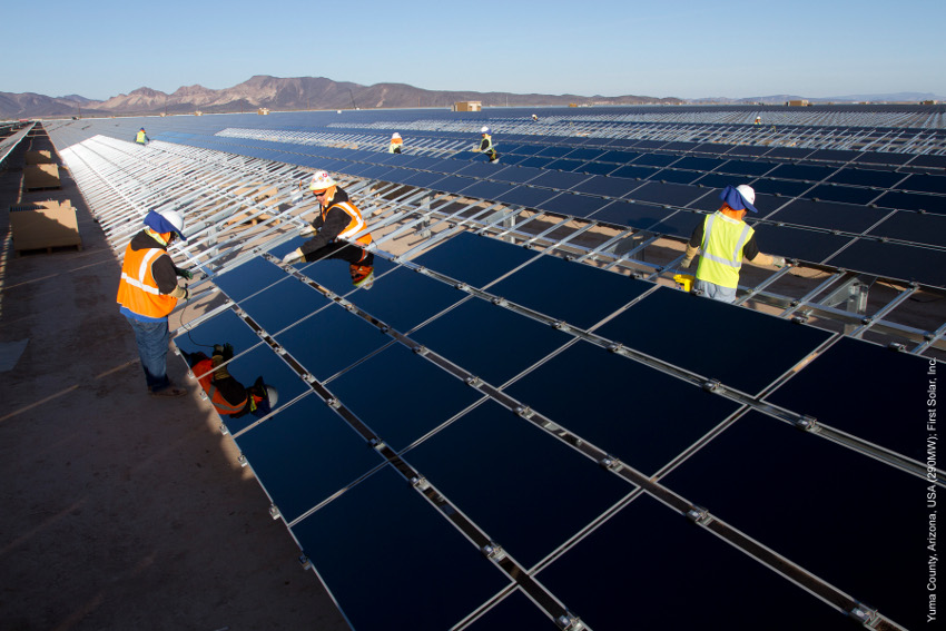 Over 156,000 First Solar Series 4 modules will be used to power the two projects. Image: First Solar
