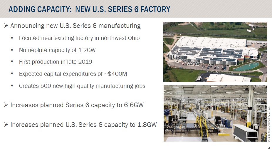 The planned annual nameplate capacity of the Ohio 2 facility makes it the largest single thin-film solar module manufacturing facility in the US and combined with the Ohio 1 flagship facility, creates the largest solar thin-film manufacturing hub in the US at 1.8GW. Image: First Solar