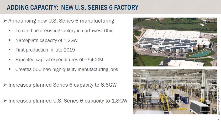 First Solar has announced the building of a new 1.2GW manufacturing plant near its existing flagship facility in Perrysburg, Ohio. Image: First Solar