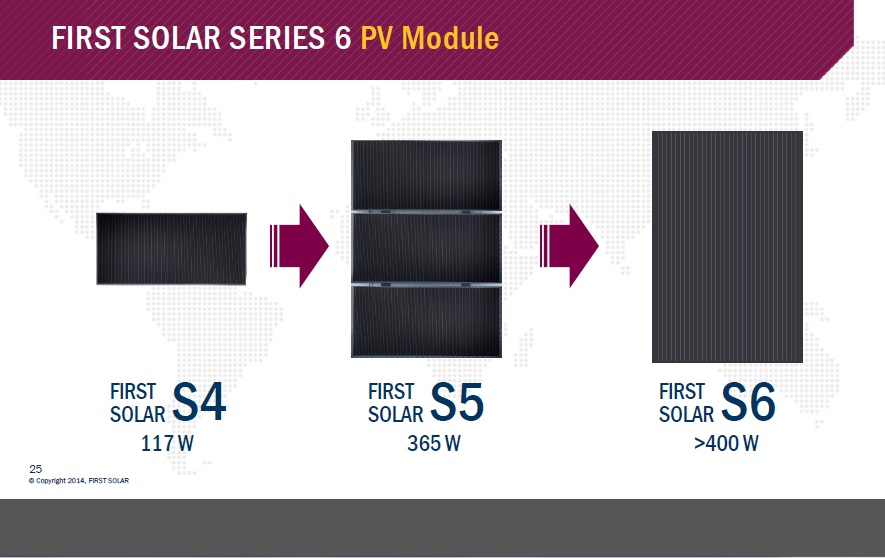 Benchmarking First Solar’s CdTe offerings against c-Si types has been a key factor in increasing CdTe efficiencies for the current Series 4 modules. Image: First Solar