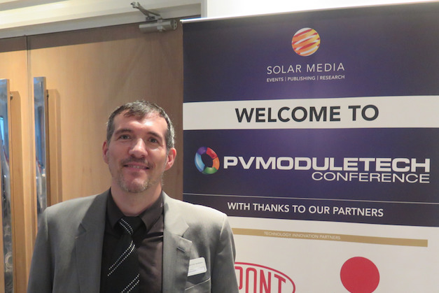 Franck Genonceau, business manager PV portfolio, at Meyer Burger, attending PV ModuleTech 2017. Credit: Solar Media