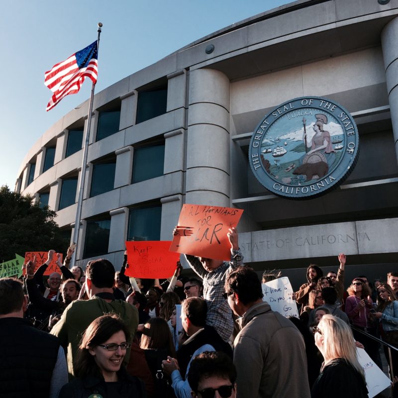 Solar supporters celebrated the CPUC’s decision to uphold net metering in California on Thursday. Image: Business Wire