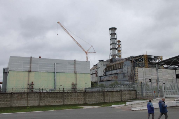 All that remains of the damaged reactor is the concrete sarcophagus, built shortly after the disaster to contain the radioactive waste. Source: Ben Willis