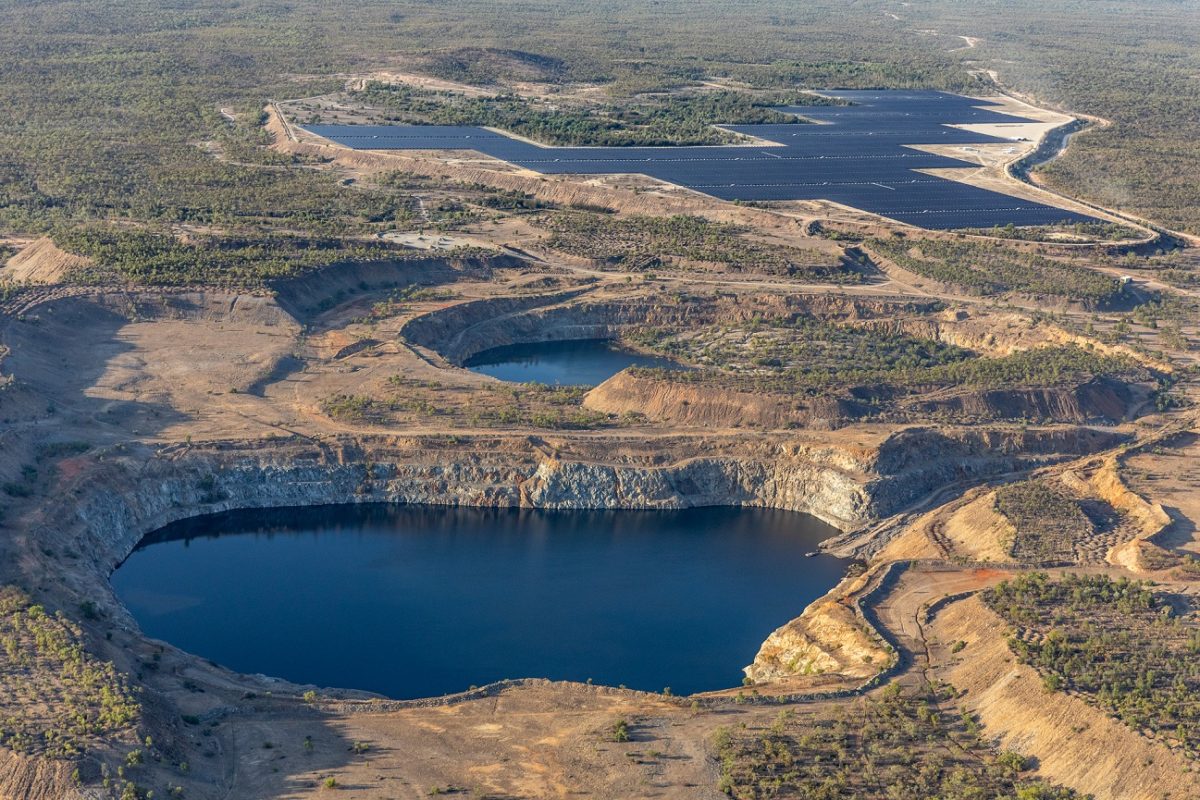 Genex Power predicts its planned 250MW pumped storage hydro project will solve some of the system strength issues affecting its 50MW Kidston solar park, pictured in the distance. Image: Genex Power.