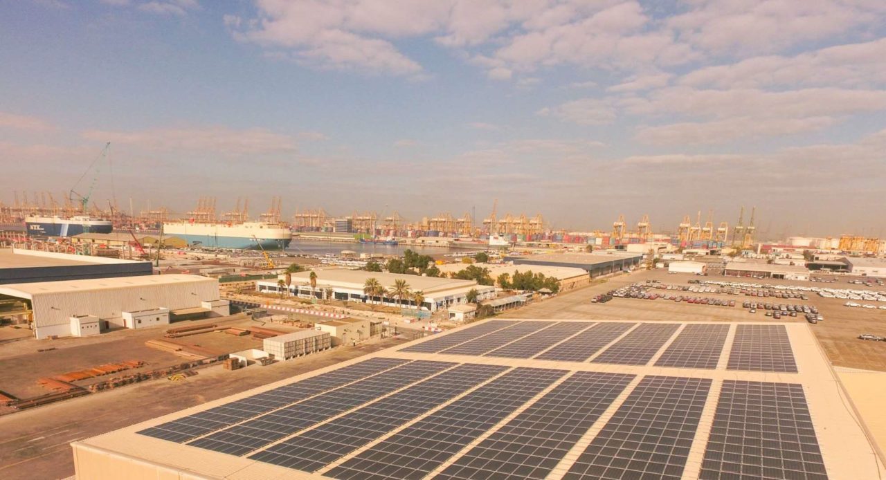 The 25.8MW installation at DP World, the largest decentralised PV project in the UAE. Image: Huawei