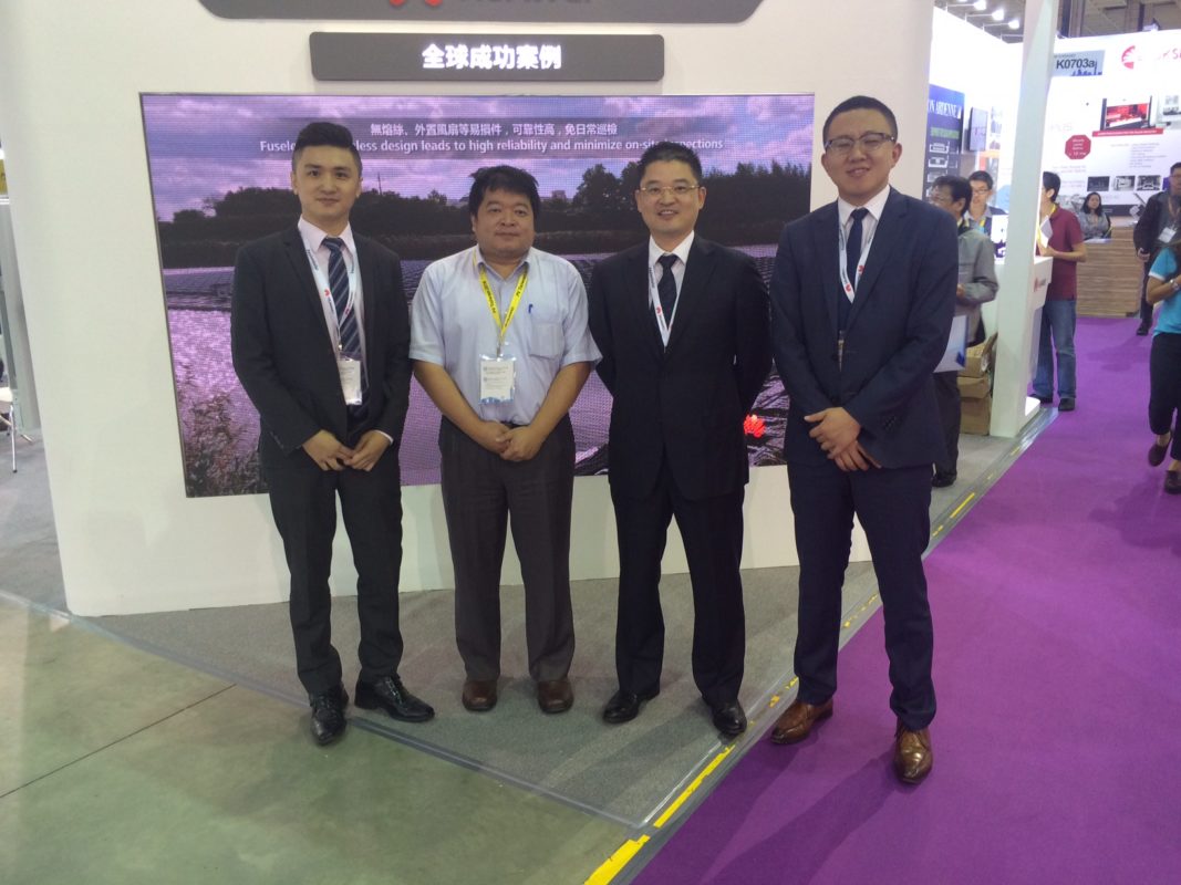 Members of the Huawei team and SAS sunrise at the PV Taiwan exhibition. credit: Tom Kenning