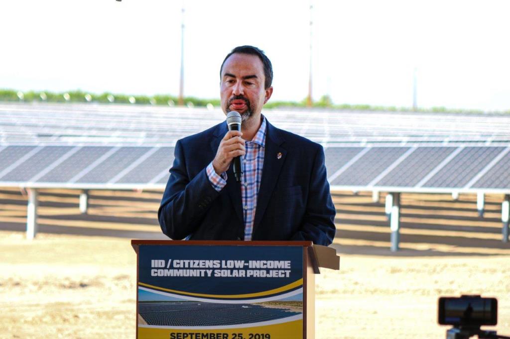 IID Board President Erik Ortega speaks at the launch of the power provider's joint venture with Citizens Energy Corp. Source: IID