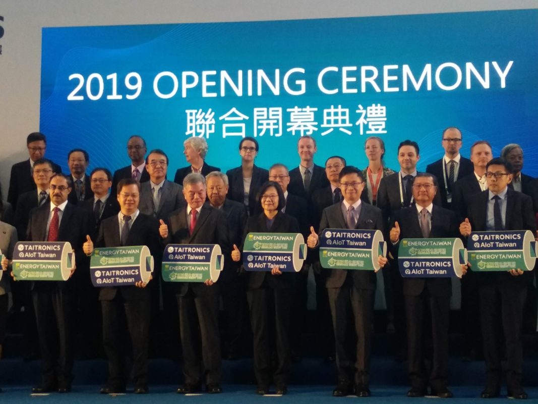Taiwanese president Tsai Ing-wen (centre front row) said at the event that the island's energy system saw a 