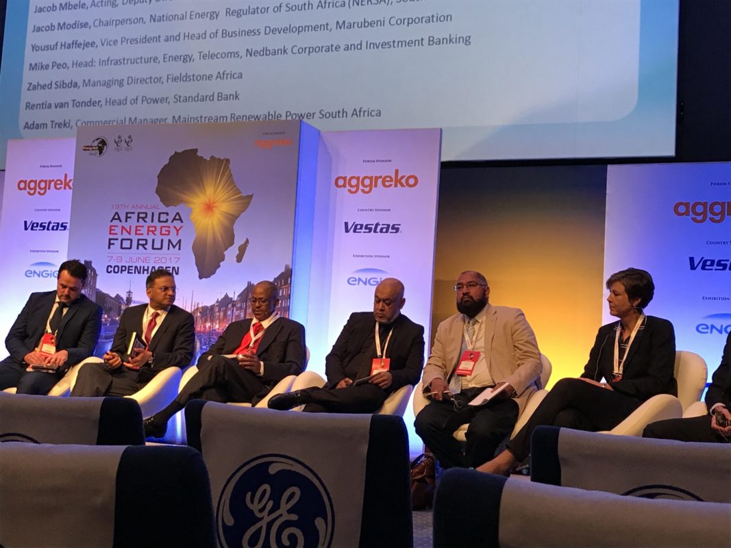 The panel discussion on South Africa's energy future at the Africa Energy Forum 2017 in Copenhagen, Denmark. Credit: Danielle Ola