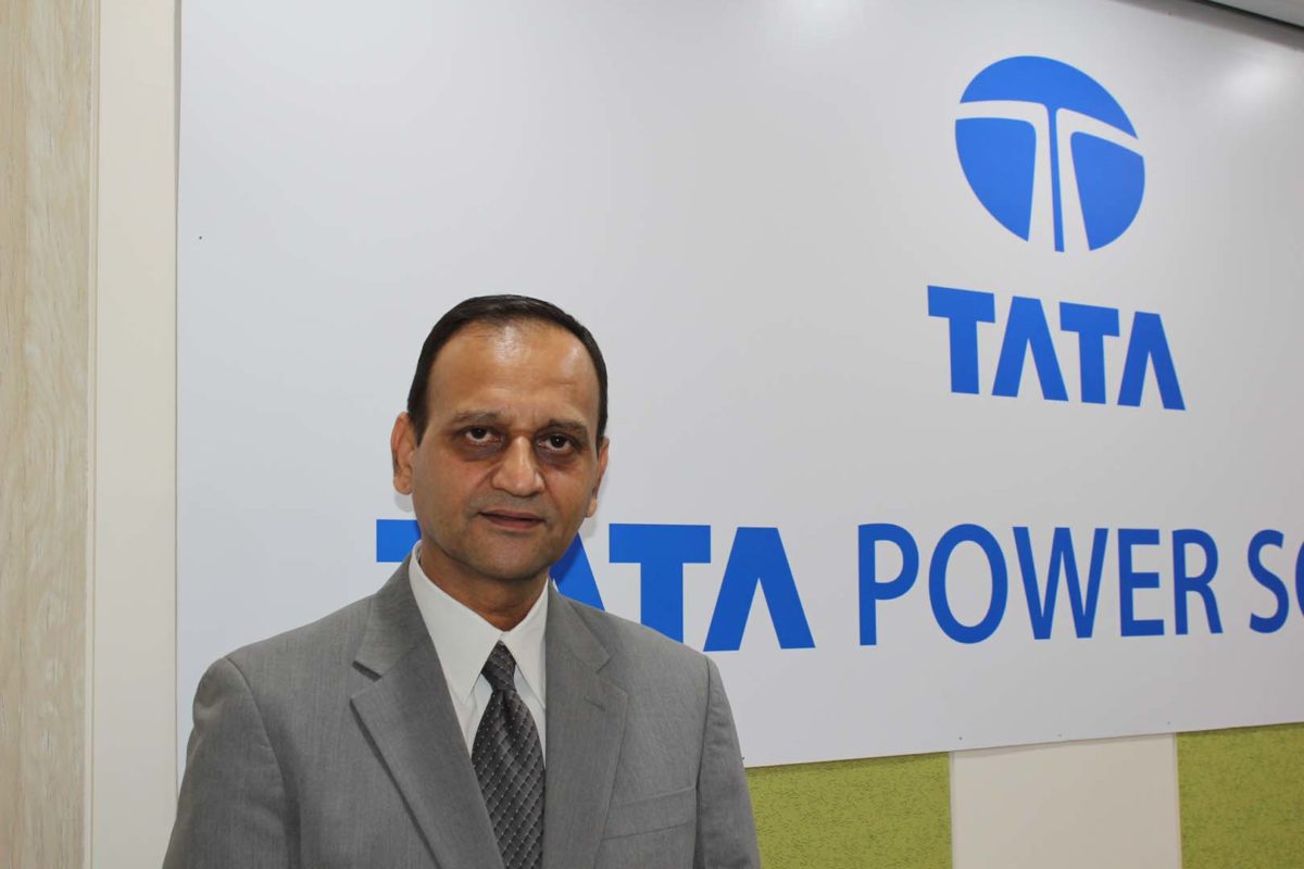 Ashish Khanna, executive director & CEO, Tata Power Solar, has explained the water harvesting and hybrid elements of the project. Credit: Tom kenning