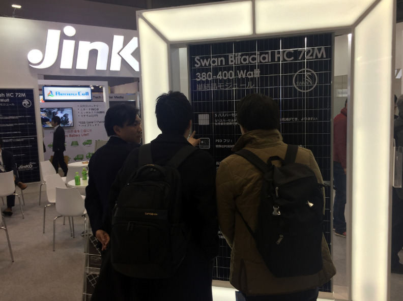 The Swan single-glass module on display at PV Expo. Source: JinkoSolar.