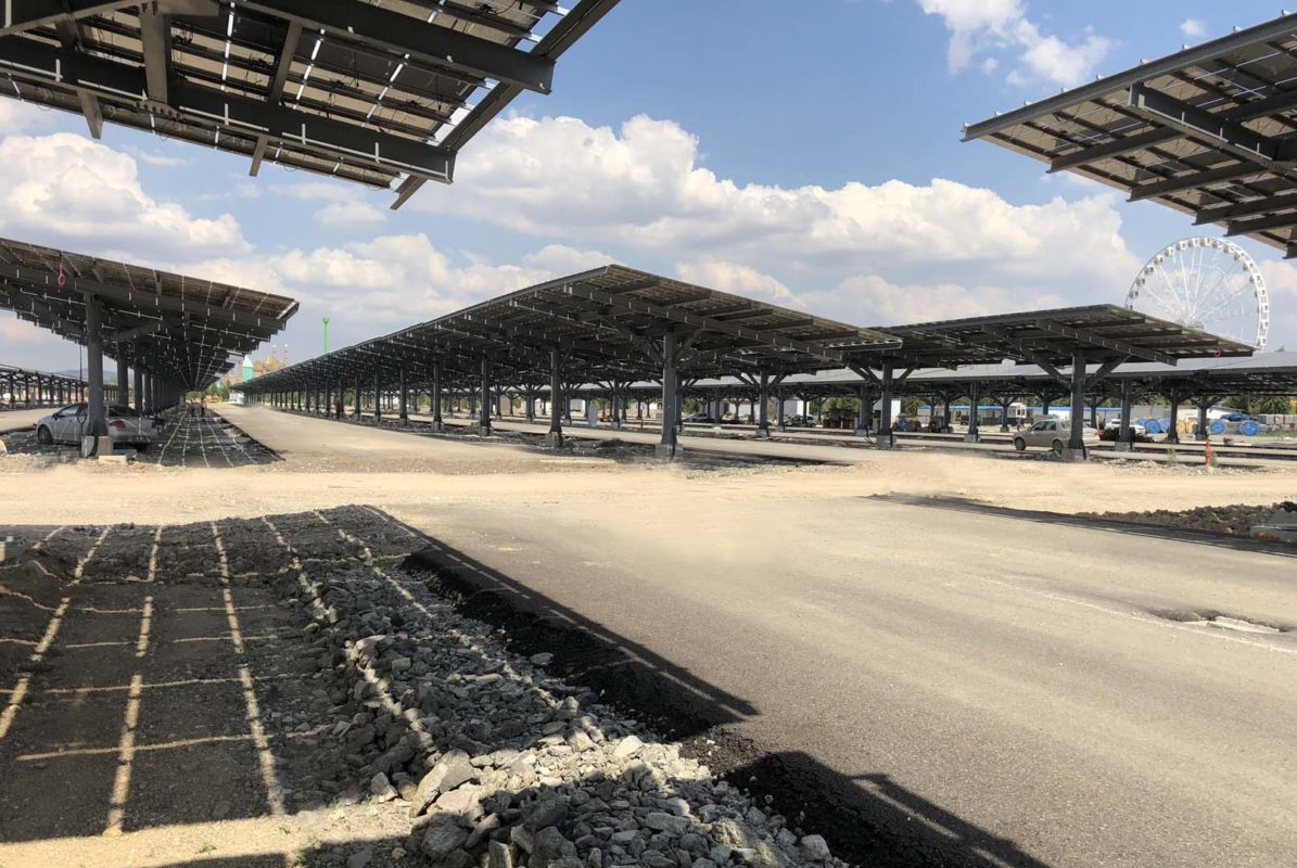 The solar carport will be used in the visitor car parking area and was constructed by Agon Enerji, which used 196 blueplanet 50.0 TL3 inverters and ten Powador 60.0 TL3 inverters from KACO and CdTe thin-film Series 4 modules (120Wp) from First Solar. Image: KACO