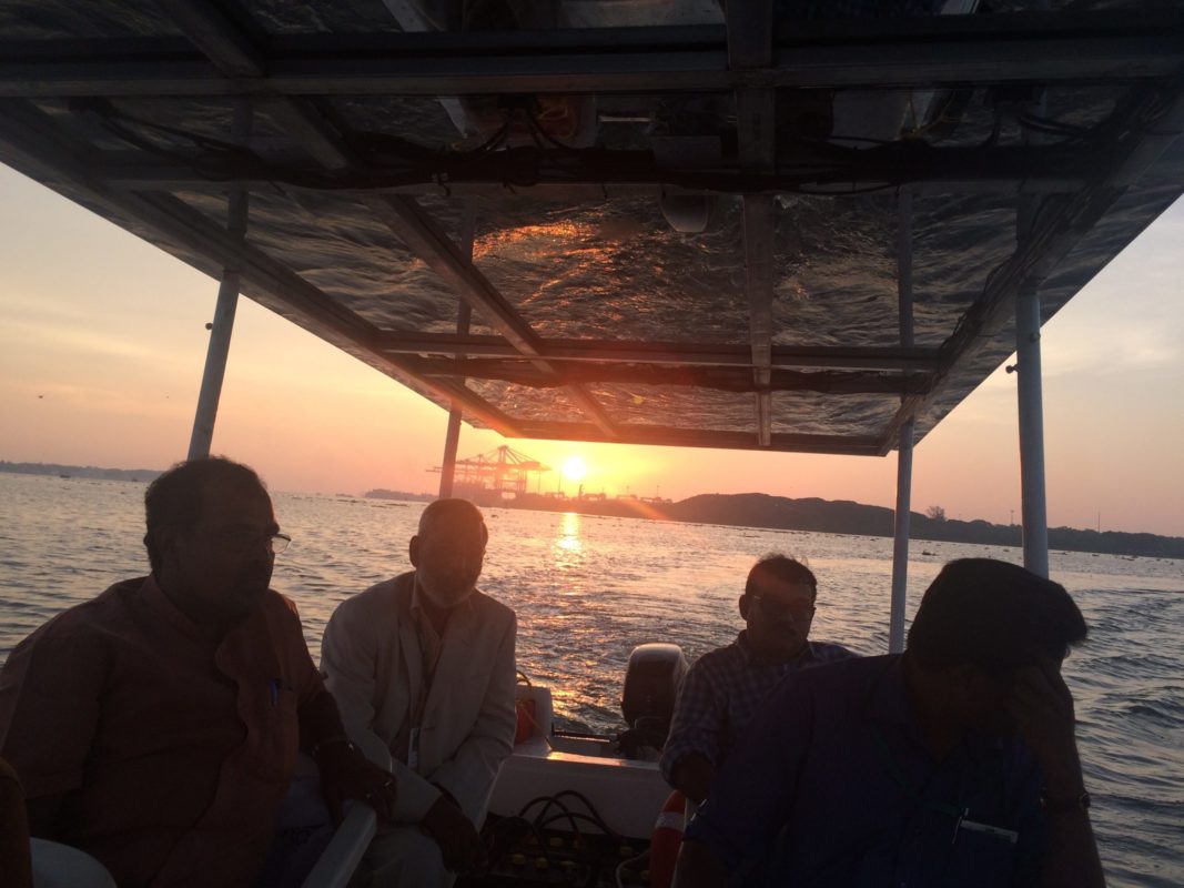 Team Sustain's solar boat in Kochi. Credit: Tom Kenning
