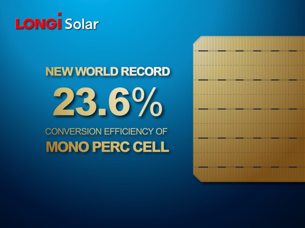 The results were certified by China's National Center of Supervision and Inspection on Solar Photovoltaic Product Quality (CPVT). Image: LONGi Solar