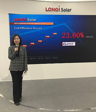 LONGi Solar, a subsidiary of LONGI Green Energy Technology, has hit 23.6% conversion efficiency with its P-type monocrystalline passivated emitter rear cell (PERC) solar cells - a new industry record.