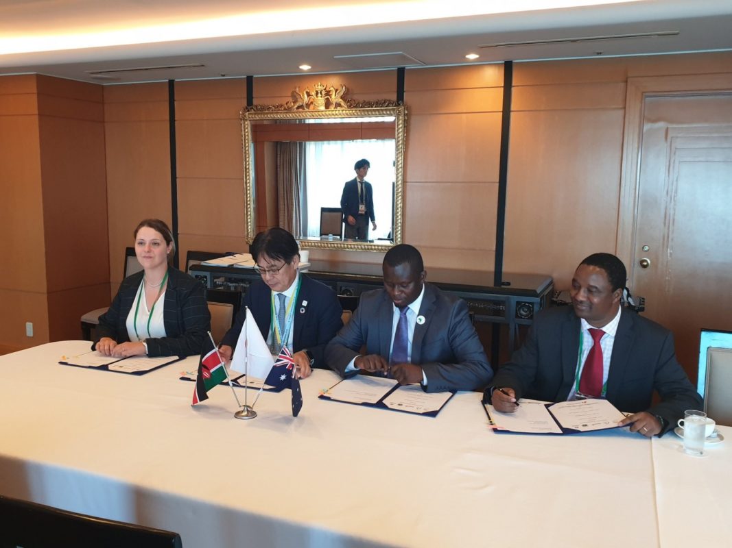 Windlab East Africa, Eurus Energy, the Kenya Investment Authority and Meru County Government sign a MoU for the Meru County Energy Park at the Tokyo International Conference on African Development on Thursday 29 August, 2019. Source: Twitter