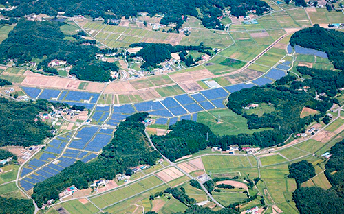 The 23MW project was developed within the village of Iitate in the Soma District of Fukushima Prefecture. Image: NTT Facilities