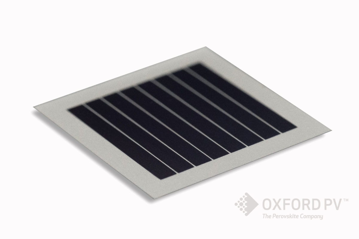 Oxford PV in late December, 2018 indicate that perovskite-silicon tandem cells are rapidly approaching efficiencies of 30% and more when the US National Renewable Energy Laboratory certified Oxford PV’s 1 cm2 tandem cell with a 28% conversion efficiency, up from Oxford PV’s own previous certified record of 27.3%. Image: Oxford PV