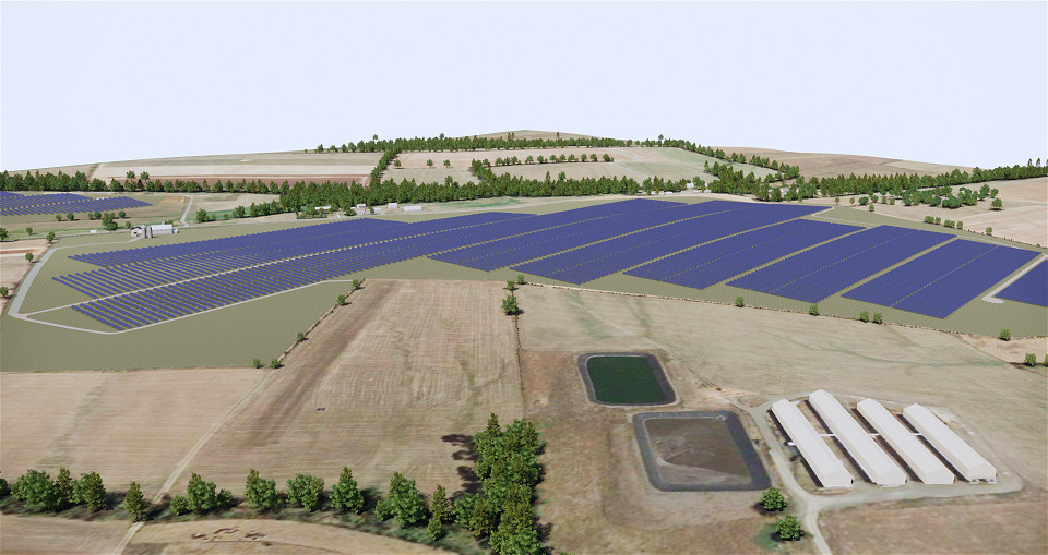 A rendered image Lightsource BP shared in February for one of the planned solar installations (Credit: Lightsource BP)