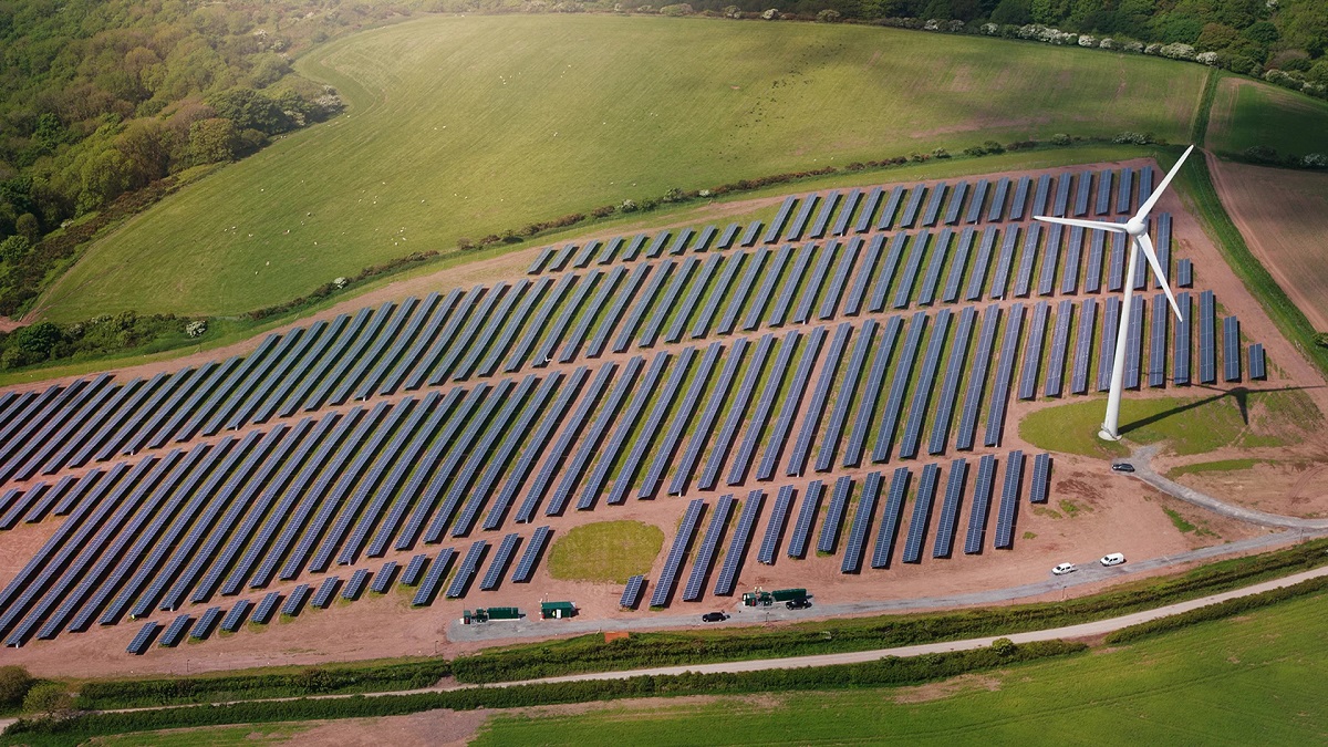 The Park Cynog hybrid wind-plus-solar farm in Wales, developed by Vattenfall. Image: Vattenfall. 