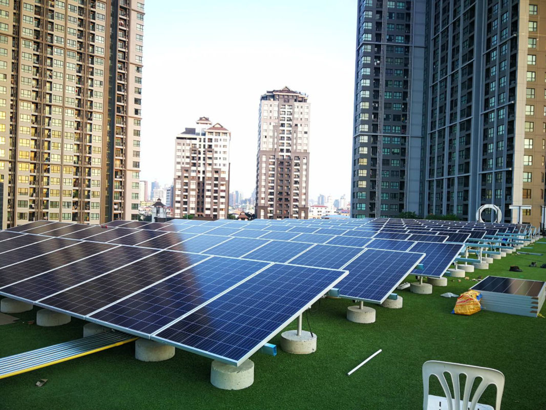 A rooftop solar installation in Bangkok, Thailand, where the Power Ledger technology has been introduced. Image: Power Ledger.