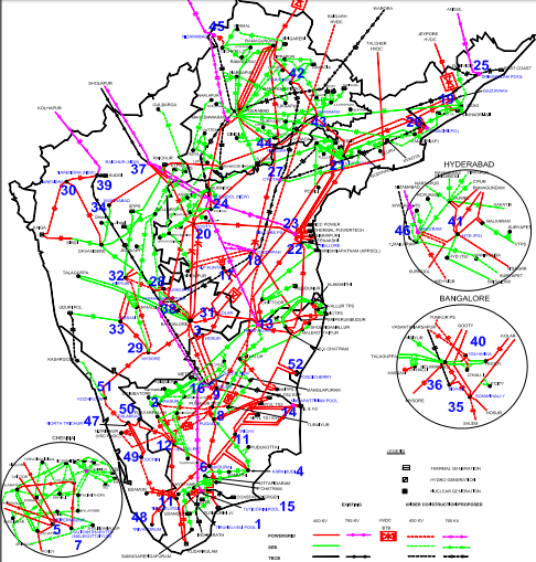 Power Map of Southern India: credit: MNRE