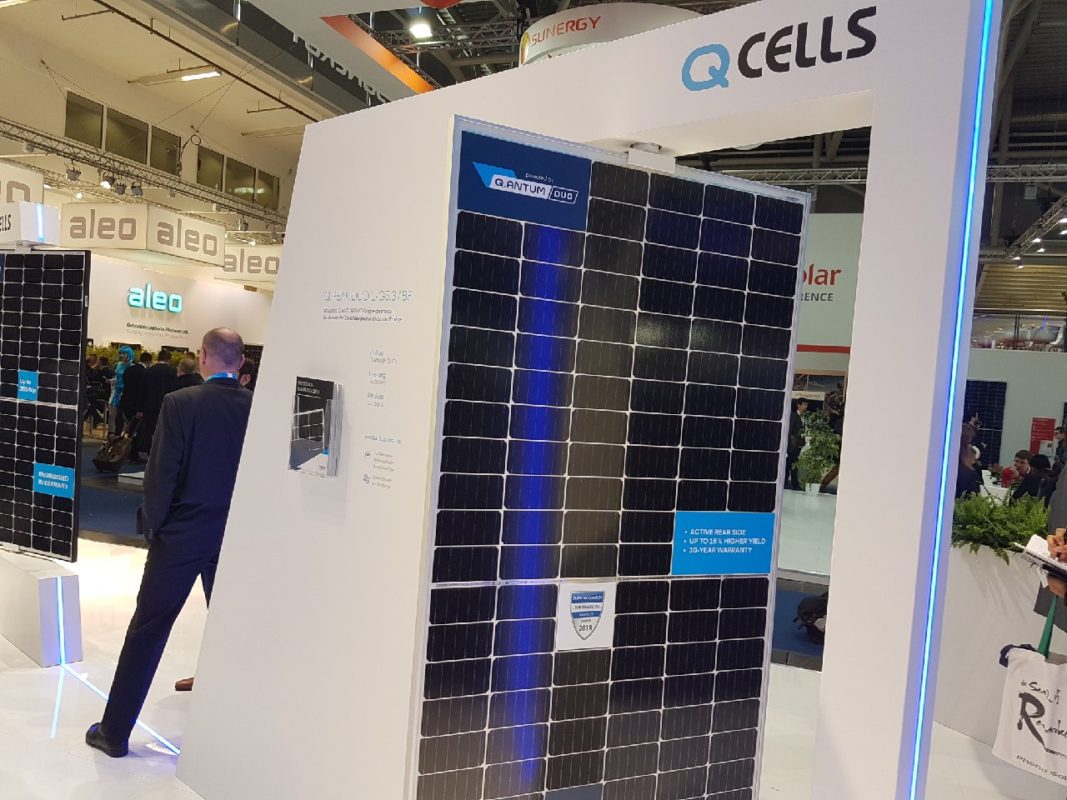 Max Schurade, Director of Technical Marketing Support at Q CELLS, said: “The energy yield increases offered by bifacial technology are an exciting opportunity for the solar industry. Q CELLS’ new bifacial module – the Q.PEAK DUO L-G5.3/BF – is manufactured with double-glass and a white grid on the rear glass to help boost energy output. The bifacial effect drives an energy yield gain of up to 20%, while efficiencies on the entire module are close to 20%