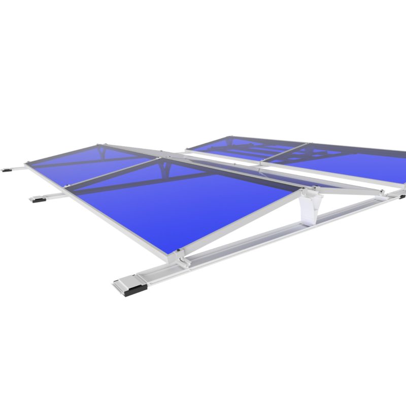 The lightweight construction boasting a system area load of 1.2 kg/m2 without a module and ballasting, and the design optimized in the wind tunnel enables solar installations to be mounted on roofs with particularly low load-bearing capacities, where penetrating the roof membrane is undesirable. Image: Renesol