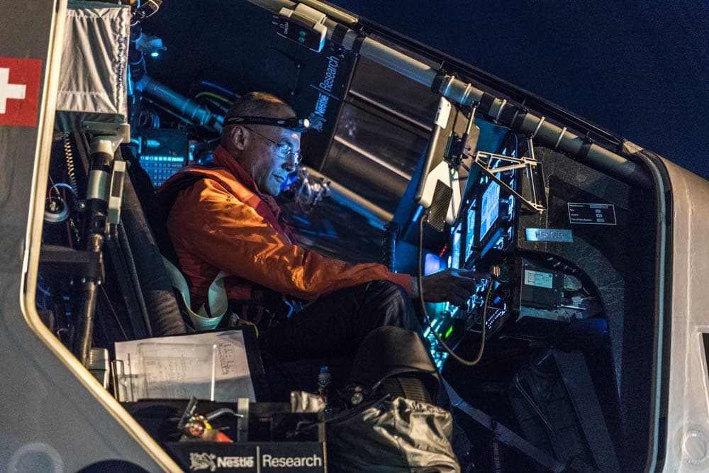 Solar Impulse 2 pilot Bertrand Piccard in the cockpit. Source: Solar Impulse