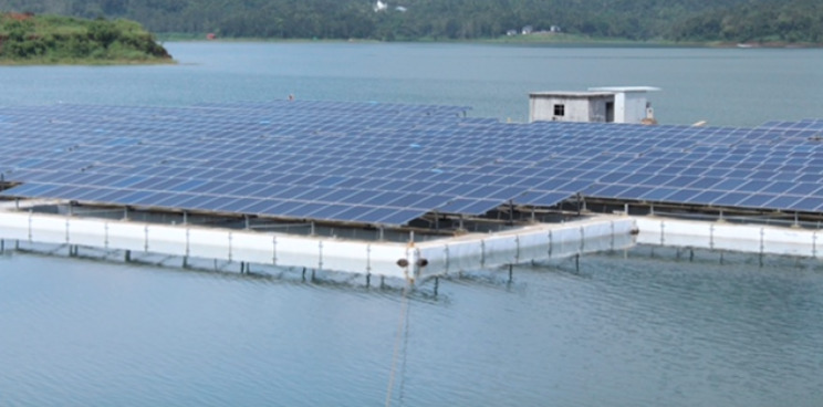 The largest floating solar plant in India, standing at 500kW capacity, was built by Trivandrum-based firm Adtech Systems at the Banasura Sagar reservoir in Wayanad. Credit: Adtech