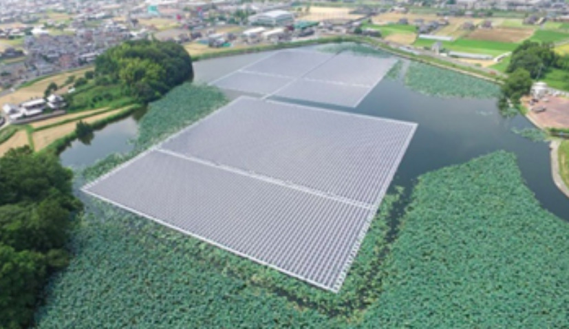 The installation — called the Hirakio Water Mega Solar Project — was constructed by Sumitomo Mitsui and was developed near the town of Miki. Image: Mitsubishi Electric