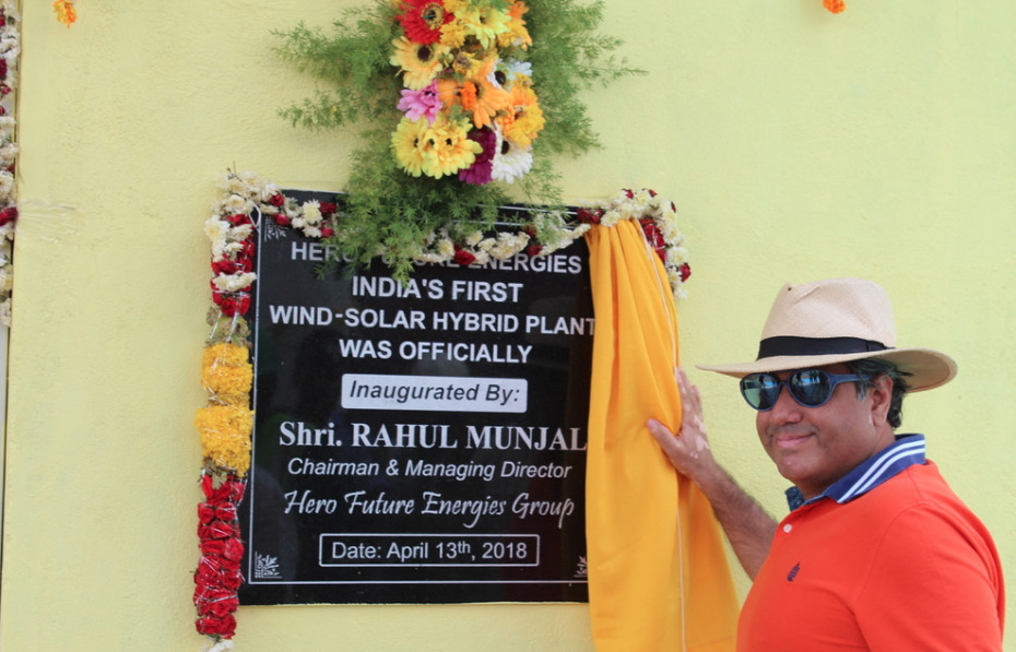 Rahul Munjal, chairman and managing director Hero Future Energies, launches the pioneering project.