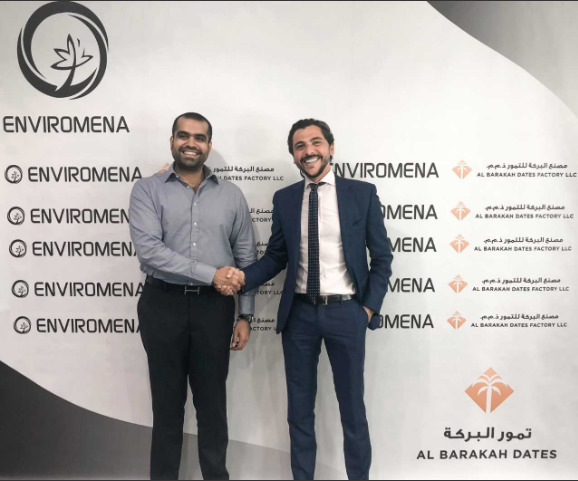 Yousuf Saleem, CEO of Al Barakah Dates Factory (left) and Sami Khoreibi, CEO of Enviromena Power Systems (right)