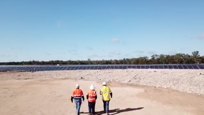 There was a short delay compared to RCR’s original timeline but much shorter relative to other Queensland solar farms, said an APA spokesperson. Credit: Anthony Lynham Facebook video.