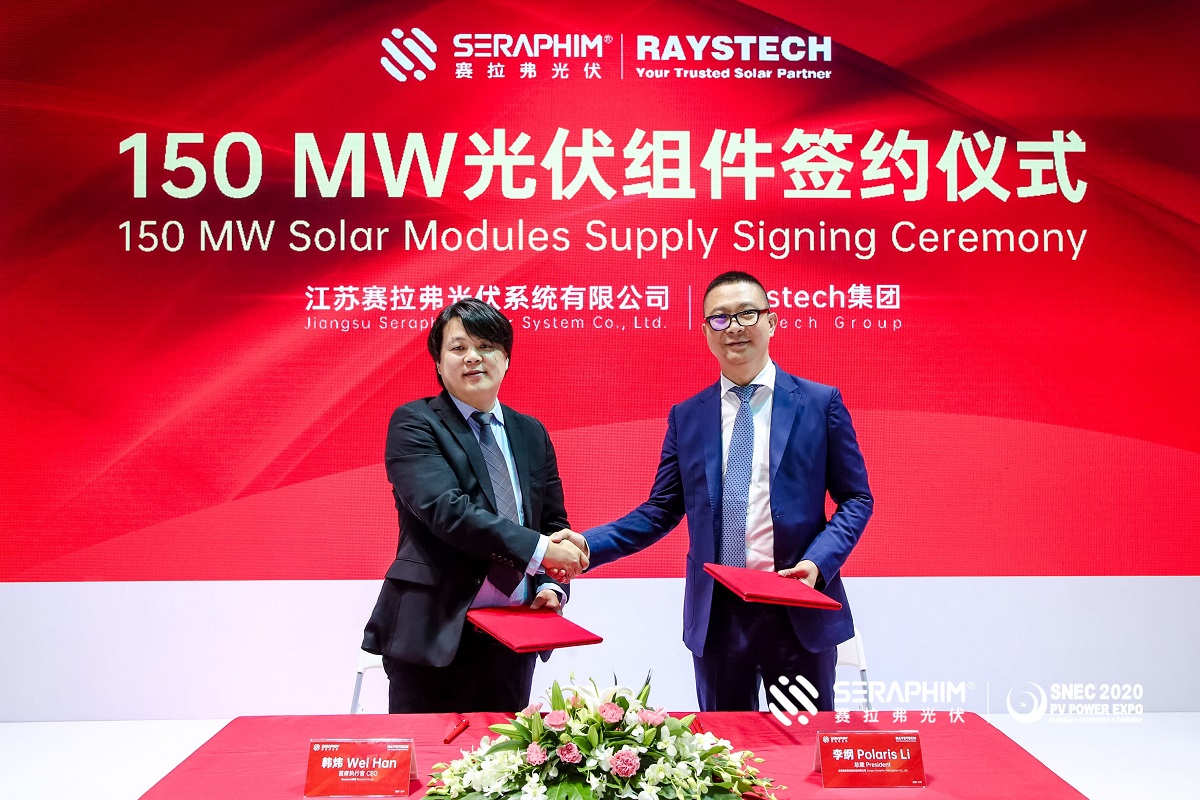 The deal between Seraphim and Raystech was signed at SNEC 2020. Image: Seraphim.